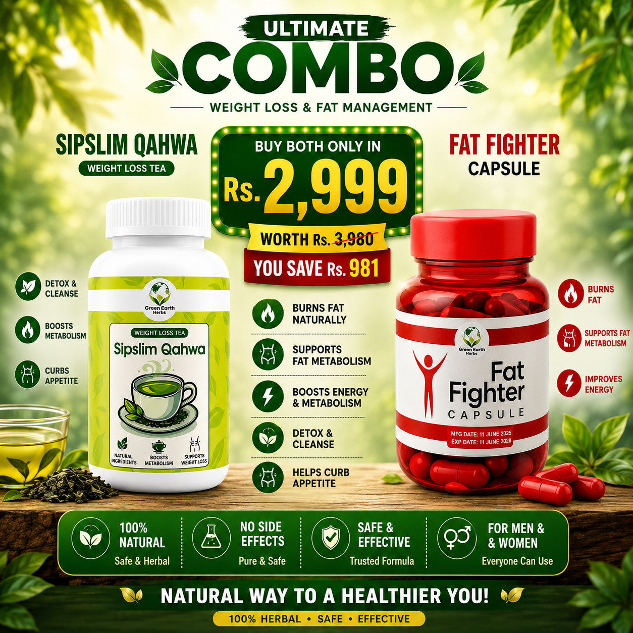 Fat Fighter Capsule + Sipslim Qahwa (Weight Loss Duo)