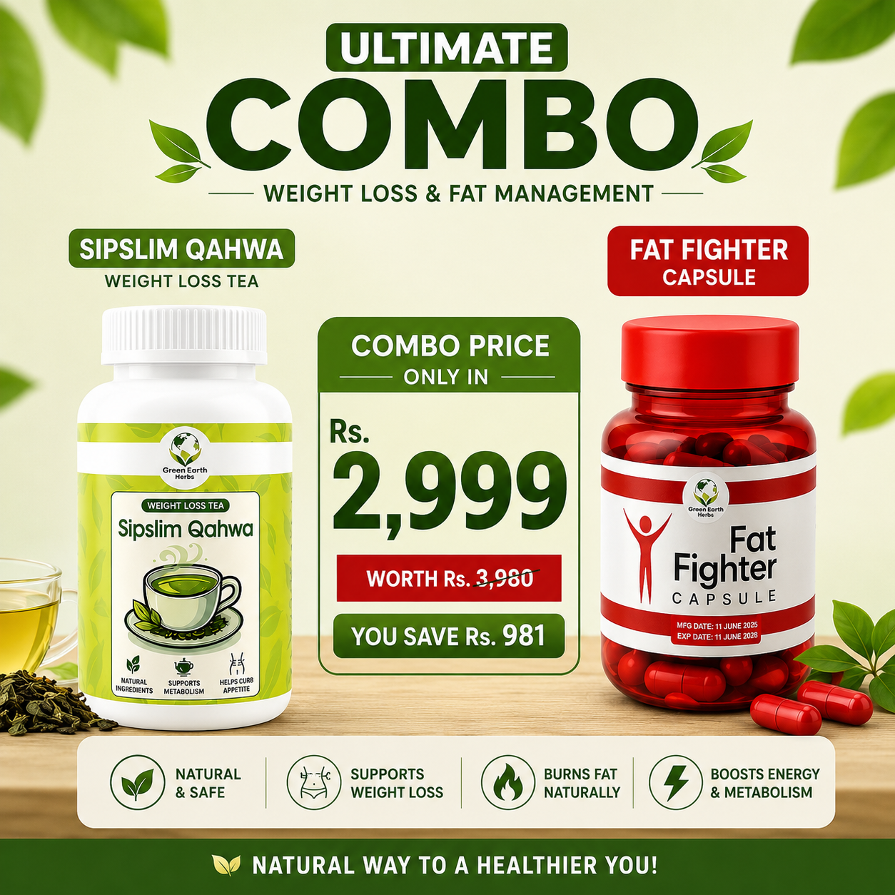 Fat Fighter Capsule + Sipslim Qahwa (Weight Loss Duo)